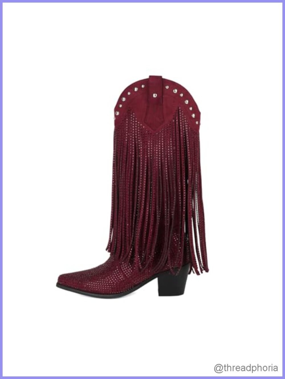 Rhinestone Fringe Cowgirl Boots, Sparkly Western Cowboy Boots Pointed Toe